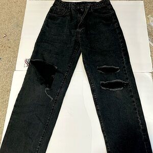 Black denim ripped jeans